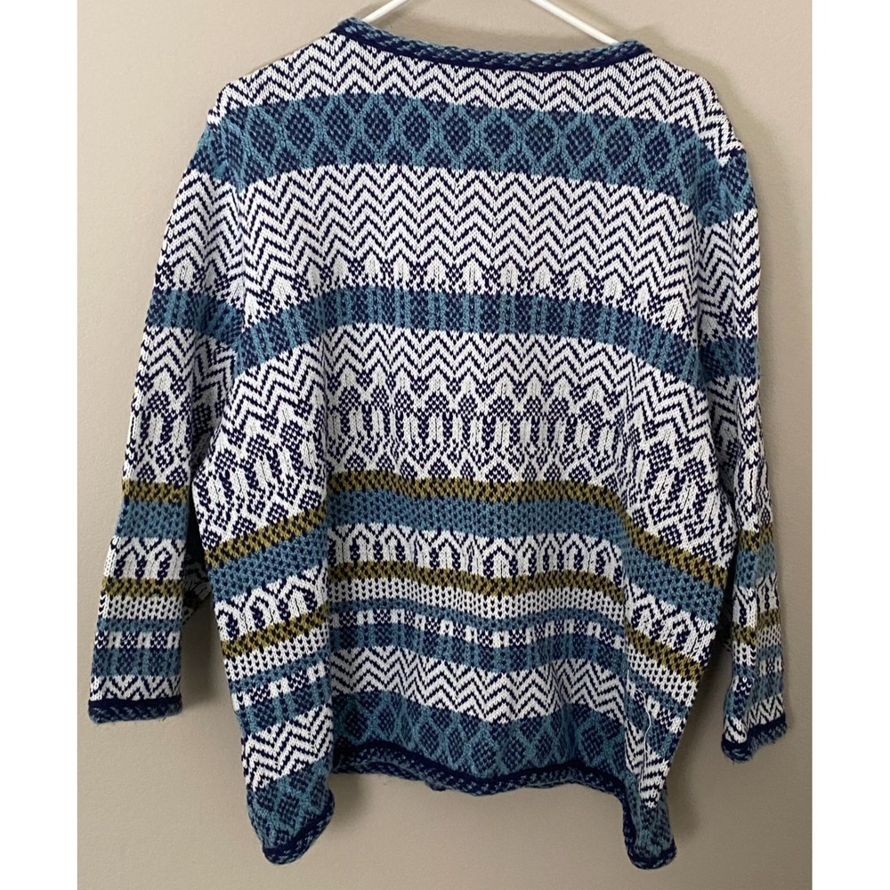 NEW Joan Rivers ~ Blue Jacquard Knit Cardigan with 3/4 Sleeves ~ sz XL - Picture 5 of 6